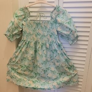 Hill House Pink and Green Smocked Puff Sleeve Sundress